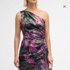 Rickie Freeman for Teri Jon One Shoulder Floral Dress - Purple and Black NWT